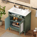Bathroom Vanity With Rectangle Sink, Tip Out Tray - Antique Blue Green