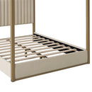 Upholstered Canopy Platform Bed With Frame, Queen Size - Beige