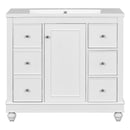 Contemporary Bathroom Vanity Cabinet, 4 Drawers & 1 Cabinet Door, Multipurpose Storage, Resin Integrated Sink, Adjustable Shelves, Solid Wood Frame With MDF