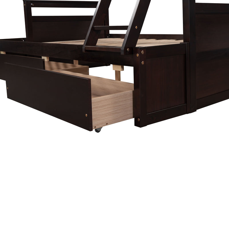 Twin Over Full Bunk Bed With Storage - Espresso