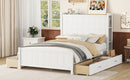 Full Size Platform Bed with Drawers and Storage Shelves, White