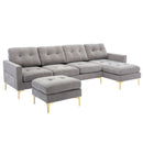 Modern L - Shape Convertible Sectional Sofa With Movable Ottoman