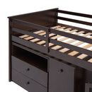 Loft Bed Low Study Twin Size Loft Bed With Storage Steps and Portable,Desk,Espresso(OLD SKU: LT000101AAP)