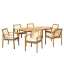 Preston - Outdoor Patio 7 Pieces Dining Set With Chairs And Cushions - Teak / Beige