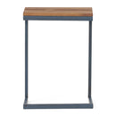C Shaped End Table With Iron Base And Fir Wood To