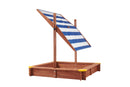 Kids Sandbox With Cover, Sand Box With Adjustable Canopy, Large Outdoor Cedar Sandpit For Backyard Play - Reddish Brown
