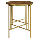 Malka - 2 Piece Round Wood Nesting Table - Dark Brown And Gold
