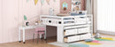 Loft Bed With Retractable Writing Desk And 4 Drawers, With Lateral Portable Desk And Shelves
