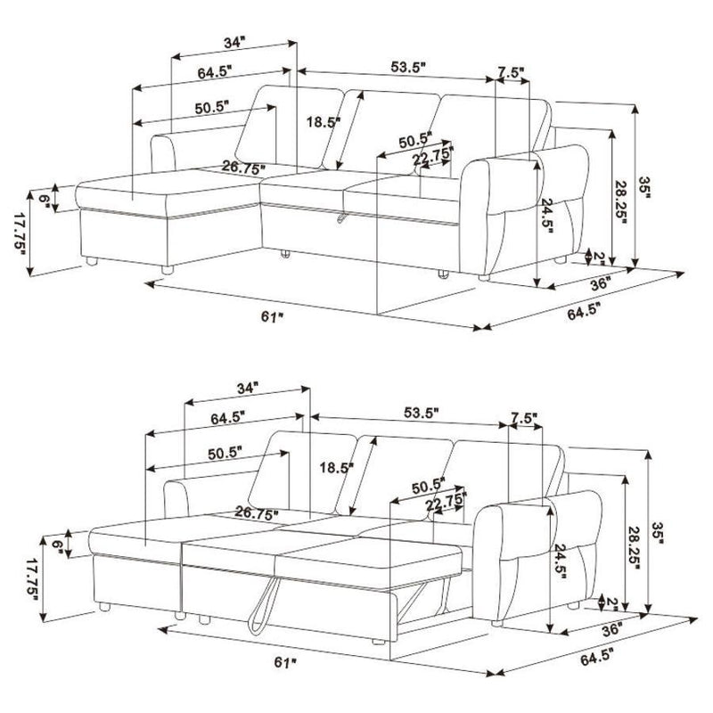 Samantha - Upholstered Storage Sleeper Sectional Sofa