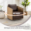 Barrel, Comfy Round Accent Sofa Chair With 360 Degree Swivel, Leisure Arm