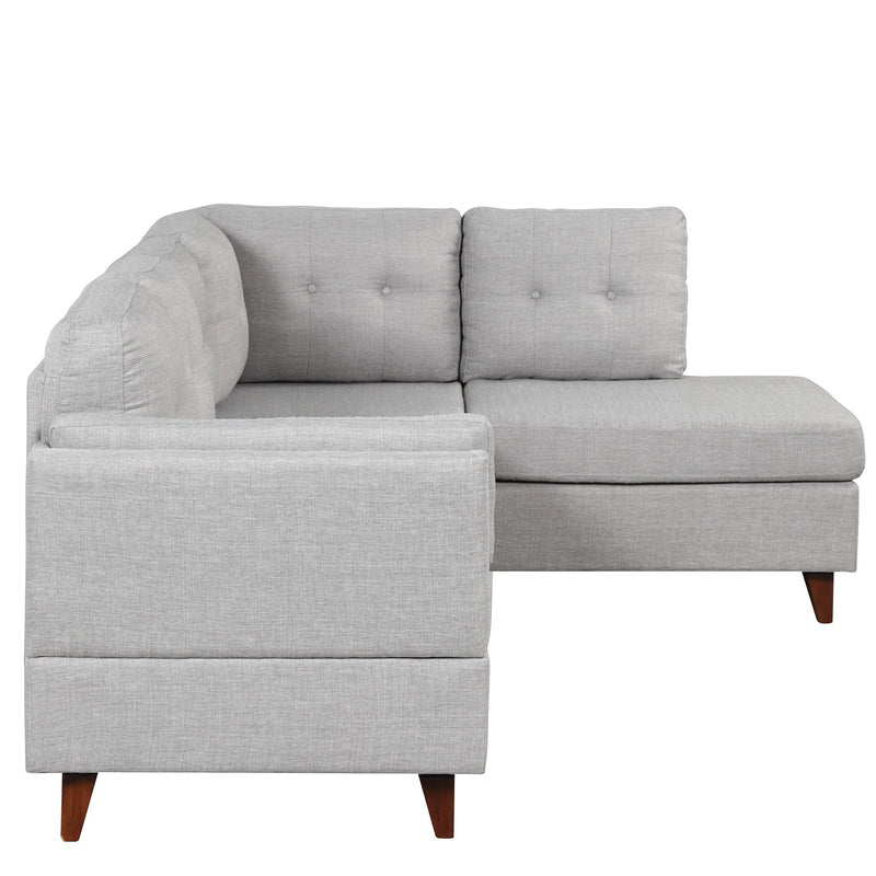 Modern Linen Fabric Sofa, L-Shape Couch With Chaise Lounge, Sectional Sofa With One Lumbar Pad