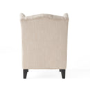 Contemporary Hi Back Club Chair With Wingback Design - Light Beige