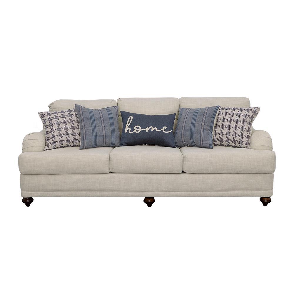 Glenn Upholstered English Arm Sofa Light Grey and Blue
