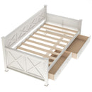Modern Daybed With 2 Large Drawers, X Shaped Frame