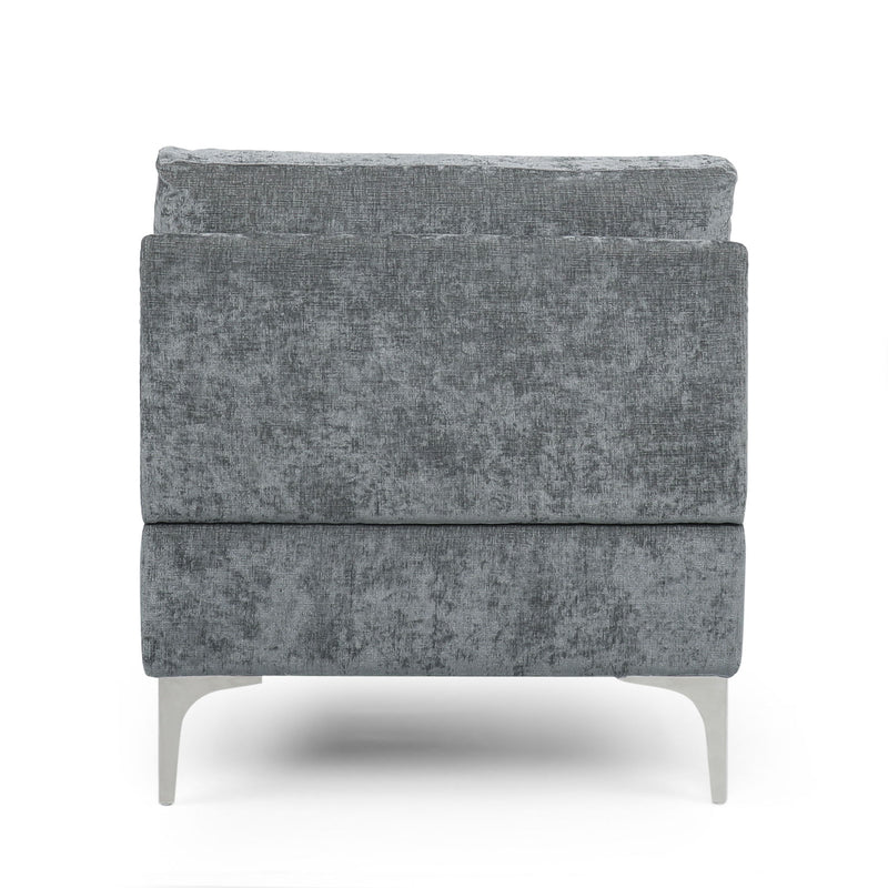 Fabric Upholstered Chaise Lounge With Iron Bracket Legs