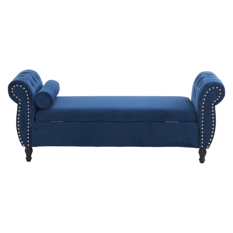 Luxurious Velvet Multifunctional Storage Ottoman Bench With Pillow