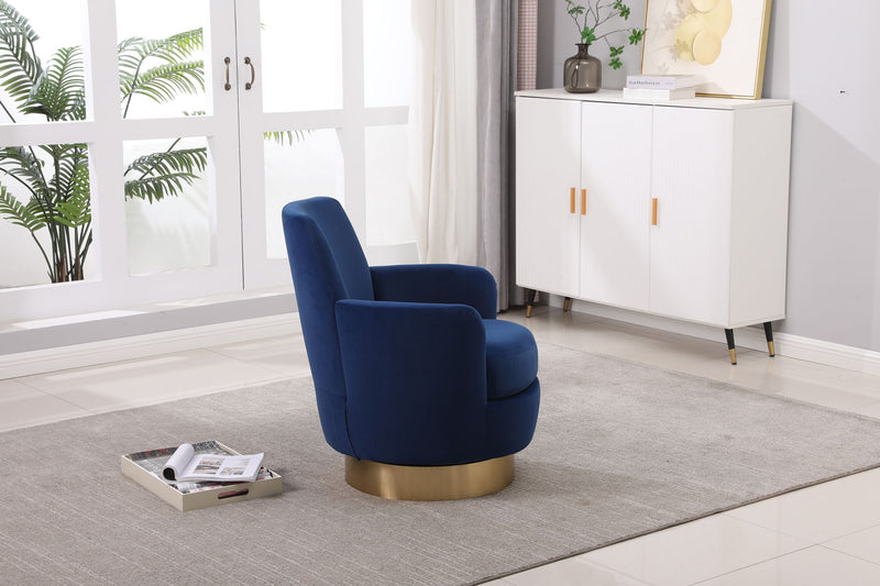 Swivel Barrel Chair, Swivel Accent Chairs Armchair For Living Room, Reading Chairs For Bedroom Comfy, Round Barrel Chairs With Gold Stainless Steel Base