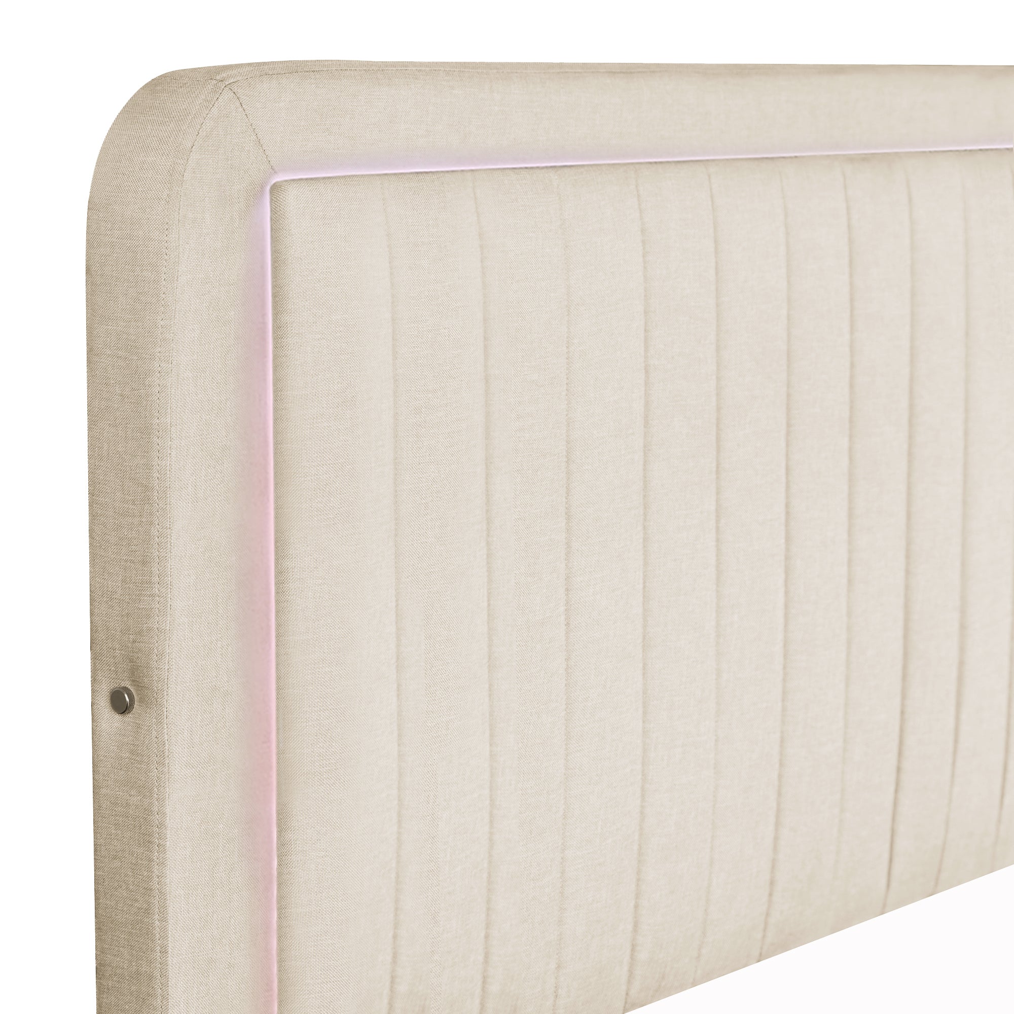 QUEEN SIZE UPHOLSTERED BED WITH ADJUSTABLE HEIGHT / MATTRESS 10 TO 14 INCHES / LED DESIGN WITH FOOTBOARD DRAWERS STORAGE / NO BOX SPRING REQUIRED BEIGE - Atlantic Fine Furniture Melbourne FL