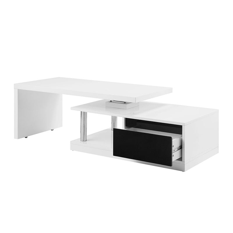 Buck II - Coffee Table With Swivel Top - White & Black High Gloss