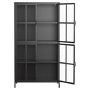 Premium Metal Storage Cabinet With Tempered Glass Doors, Adjustable Shelves, And Anti Tipping Device - Black