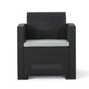 Zephyra - Outdoor 4 Piece Faux Wicker Rattan Chat Set With Water Resistant Cushions - Gray