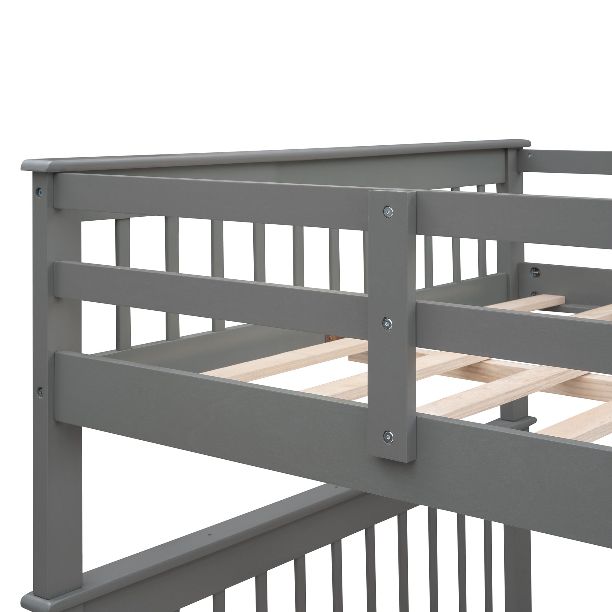 Stairway Full-Over-Full Bunk Bed with Storage and Guard Rail for Bedroom, Dorm, Gray(OLD SKU:LP000110AAE) - Atlantic Fine Furniture Melbourne FL