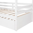 Twin Size House Bed Wood Bed with Twin Size Trundle ( White )