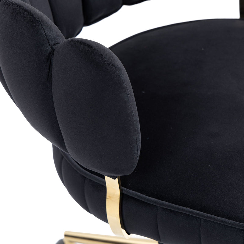 Modern Velvet Home Office Desk Chair With Adjustable Height And Swivel Wheels