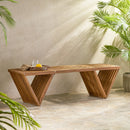 Gloaming - Outdoor Bench With Slat Design And Triangular Base