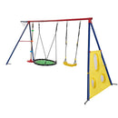 5 In 1 Swing Set With Textilene Swing And Tree Swing Disc Metal Plastic Safe Swing Seat For Outdoor Playground - Blue / Green