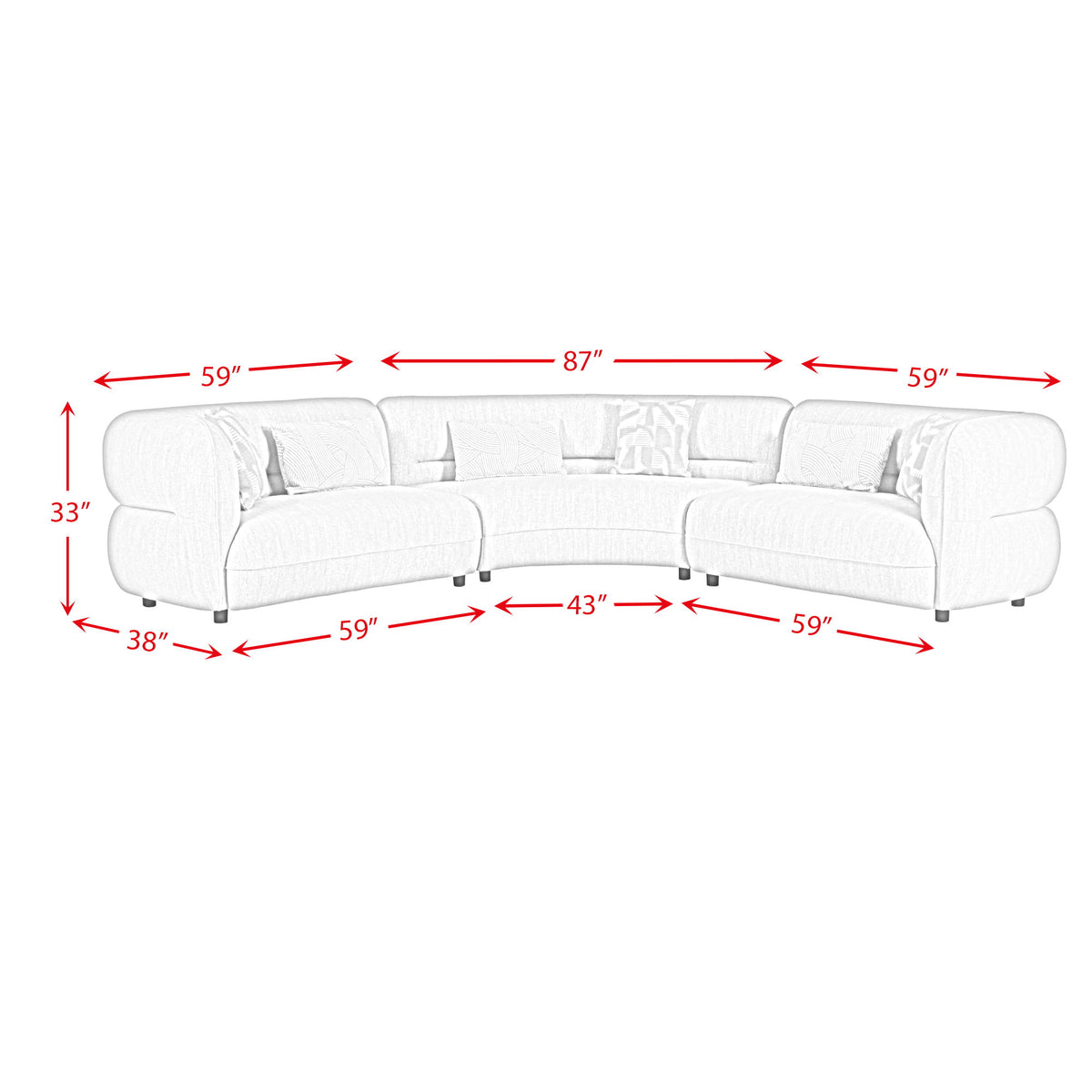 Four Seasons Sectional Set With 6 Pillows in Camel by Elements International, view 5