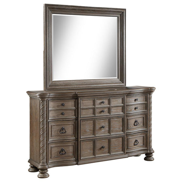 Emmett - 9-Drawer Dresser With Mirror - Walnut