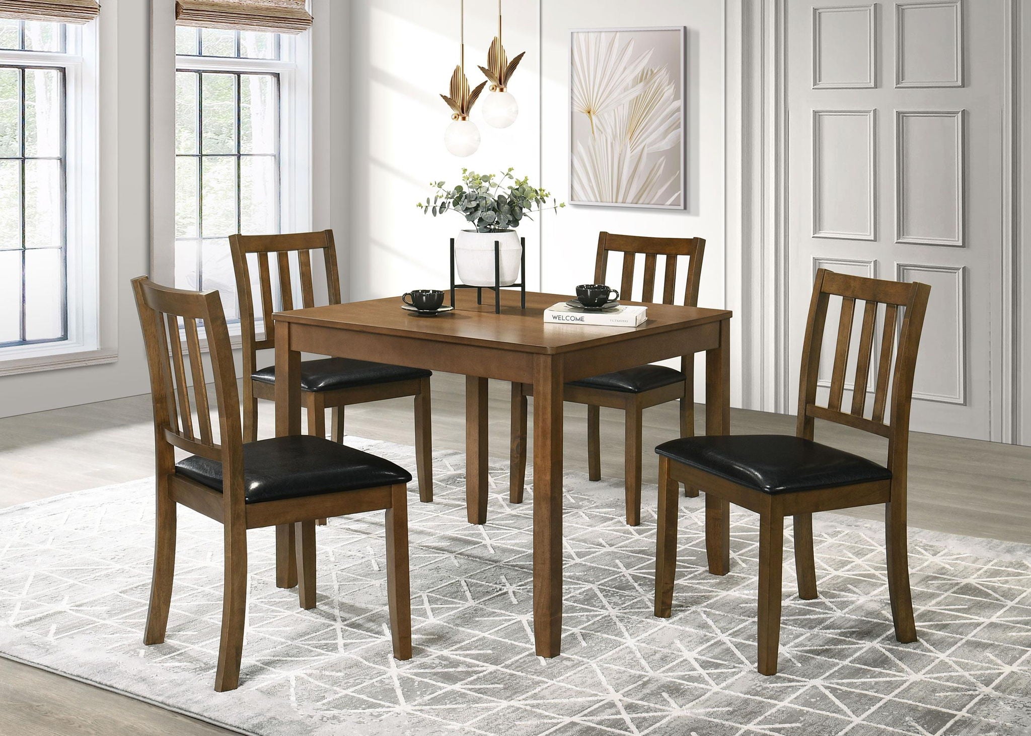 Parkwood 5-piece Square Dining Table Set Honey Brown - Atlantic Fine Furniture Melbourne FL