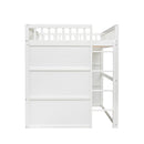 Full Size House Loft Bed With Ladder-White+Gray Frame