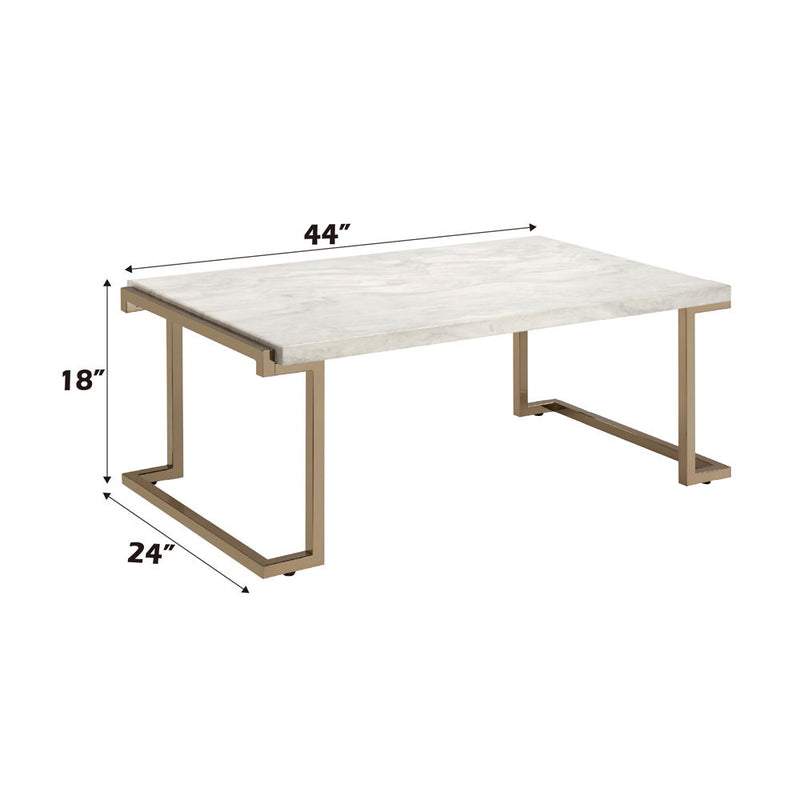 Boice II - Coffee Table - Faux Marble Top & Champagne