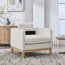 Wide Modern Performance Accent Chair With Natural Legs