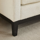 Elegant Upholstered Bench, Daybed, Ottoman With Wood Legs & Bolster Pillows - Ivory Boucle