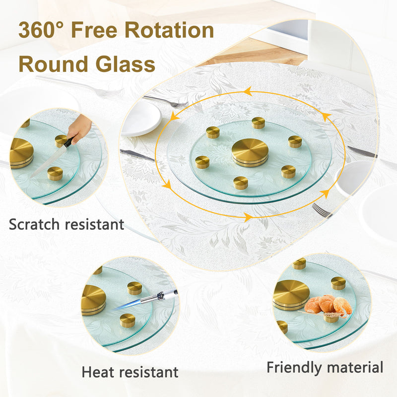 Double Layer Rotatable Round Glass Plate - Gold / Transparent