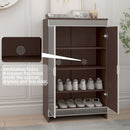Elegant Decor Mirrored Shoe Cabinet With Edging Double Door Storage Cabinets Glass - Brown / Silver / Gray