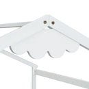 Double Twin House-Style Floor Bed with Fence, Guardrails, without door, White