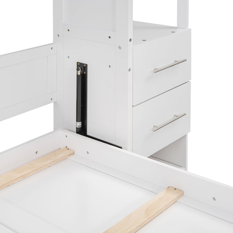 Murphy Wall Bed With LED Lights, Shelves And Drawers