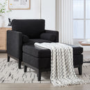 Farmhouse Upholstered Accent Chair With Ottoman, Reversible Lid Coffee Table