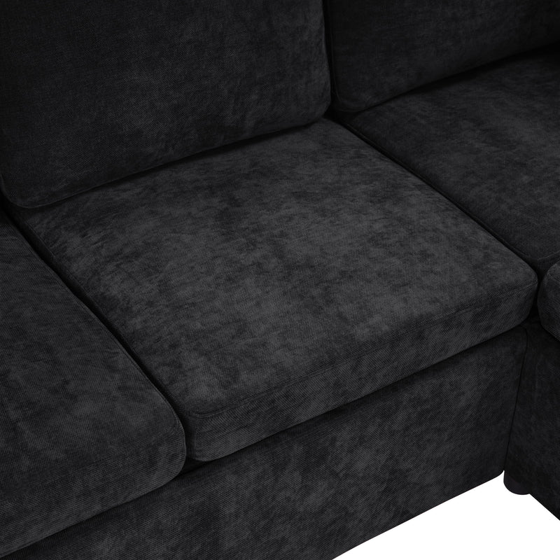 Modern L Shaped Sectional Sofa Bed With Hidden Storage Chenille Upholstery