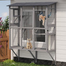 Large Walk In Outdoor Catio For Cats With Roof And 3 Access Doors - Gray