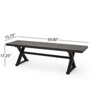 Modern Aluminum Outdoor Dining Bench With X Base