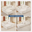 Modular Corduroy Sectional With Arched Armrests, Includes 3 Back Cushions & 2 Throw Pillows