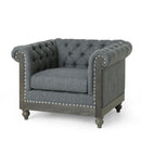 Luminex - Tufted Upholstered Club Chair With Nailhead Accents And Scrolled Tuxedo Arms