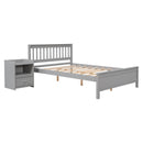 Full Bed with Headboard and Footboard for Kids, Teens, Adults,with a Nightstand,Grey