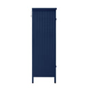 2 Doors Metal Storage Cabinet Display Cabinet With Glass Doors Metal Kitchen Sideboard Buffet Cabinet Glass Storage Cabinet For Dining Room Living Room Bedroom - Dark Blue