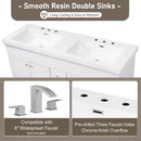 Vanity Top With Undermount Rectangular Double Sinks, Faucet Holes - White